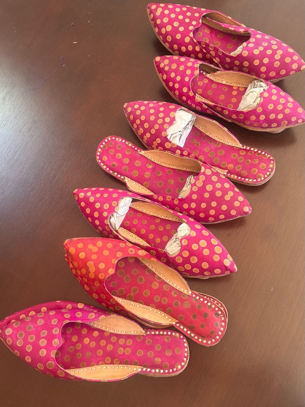 Pink Polka Dot Pointed Toe Slip-On Flats